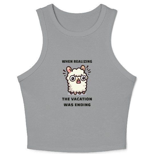 Surprised Lama - When the vacation was ending Crop Tank Top