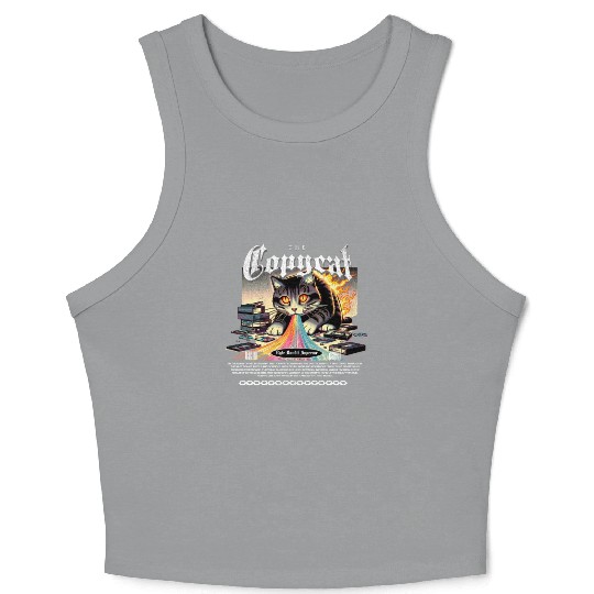 Pixel Pirate Cat Apparel: Crafty Copycat's Digital Crop Tank Top