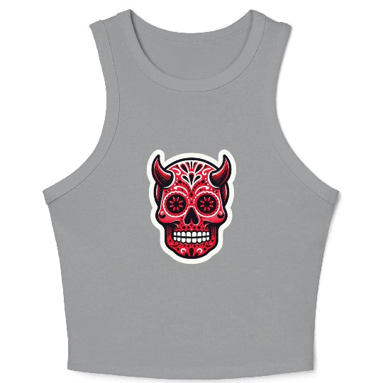 Adventurous Spirit: Daredevil Sugar Skull Crop Tank Top