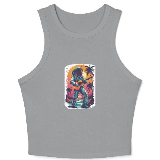 Astronaut Guitar Player Space Music Lover Crop Tank Top