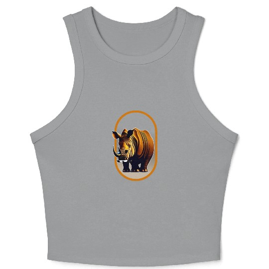 Javan Rhinoceros Illustration Crop Tank Top