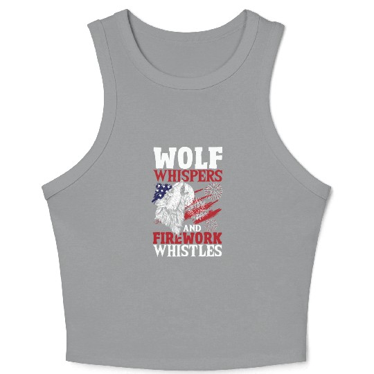 Howling Wolf White Stars Red Stripes American Crop Tank Top