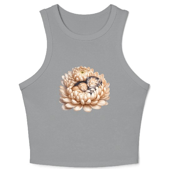 Kittens Sleeping In Flower Crop Tank Top