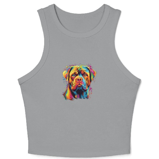 Watercolor Colorful Dogue De Bordeaux Crop Tank Top