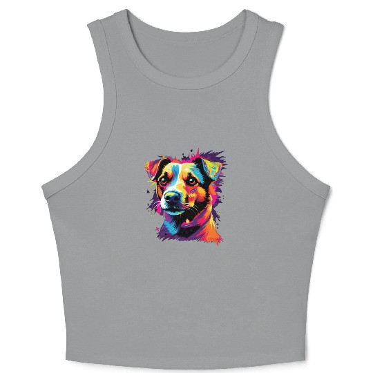 Watercolor Colorful Jack Russell Terrier Crop Tank Top