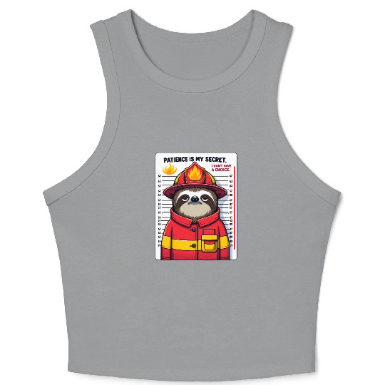Patience in Flames: Sloth Firefighter Crop Tank Top