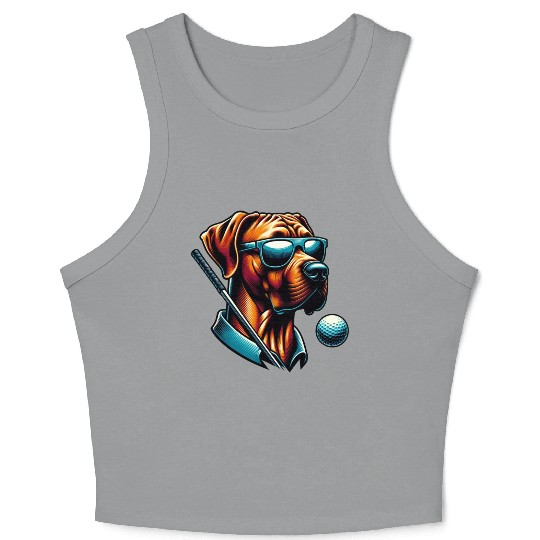 Rhodesian Ridgeback Golfer Golf Course Dog Owner Crop Tank Top