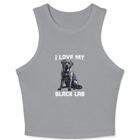 Labrador Lover I LOVE MY BLACK LAB Black Crop Tank Top