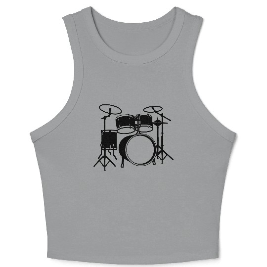 Drum kit logo for drummer Crop Tank Top