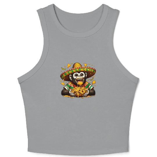 Cinco de Mayo monkey with nachos Crop Tank Top