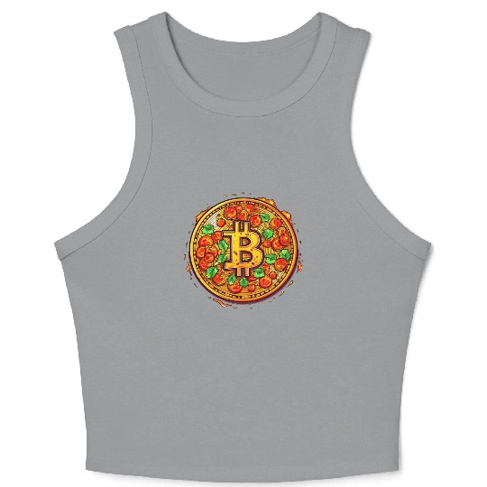 Pizza Bitcoin Funny Mining Crypto Currency Trader Crop Tank Top