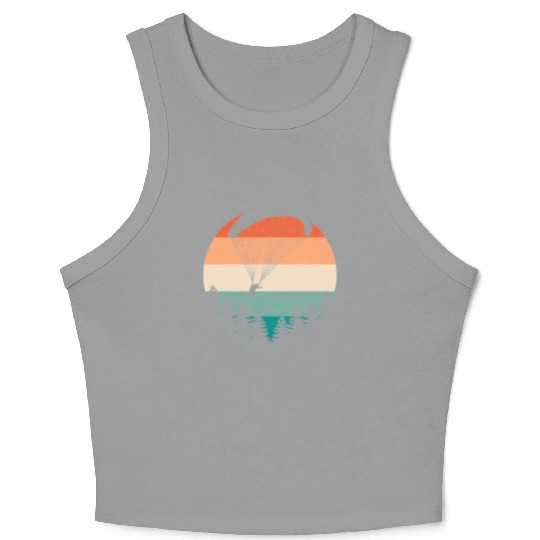 Paragliding Retro Sunset Paraglider Crop Tank Top
