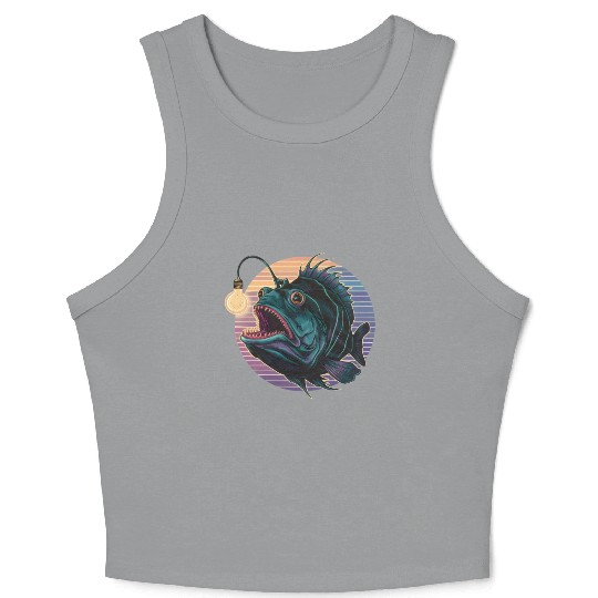 Anglerfish Vintage for Men Women Kid Fish Lover Crop Tank Top
