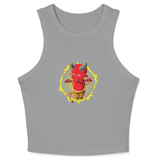 The Little Baby Devil With Trident Crop Tank Top