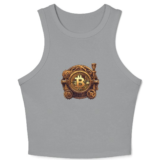 Steampunk Bitcoin Digital Currency Crypto Coin Crop Tank Top
