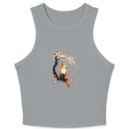 Fox & Sakura: Wildlife and Spring Scenery Cherry Crop Tank Top
