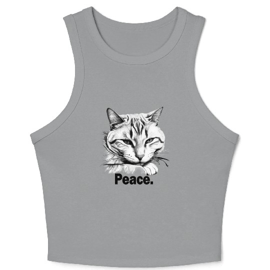 Peaceful Tabby Art Crop Tank Top