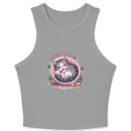 Cat Nap Expert - Funny Cat Outfit! Crop Tank Top