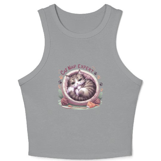 Cat Nap Expert - Funny Cat Outfit! Crop Tank Top