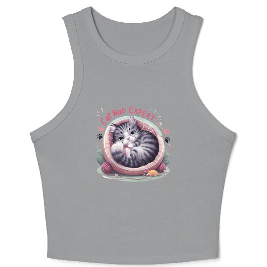 Cat Nap Expert - Funny Cat Outfit! Crop Tank Top