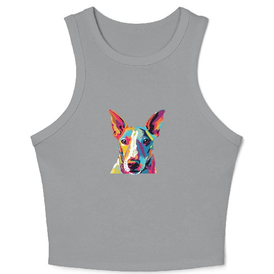 Watercolor Colorful Miniature Bull Terrier Crop Tank Top