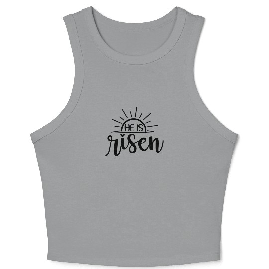 He Is Risen Sunrise Christian Easter Jesus Crop Tank Top