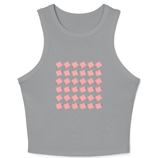 PINK SPRING FLORAL PATTERN Crop Tank Top