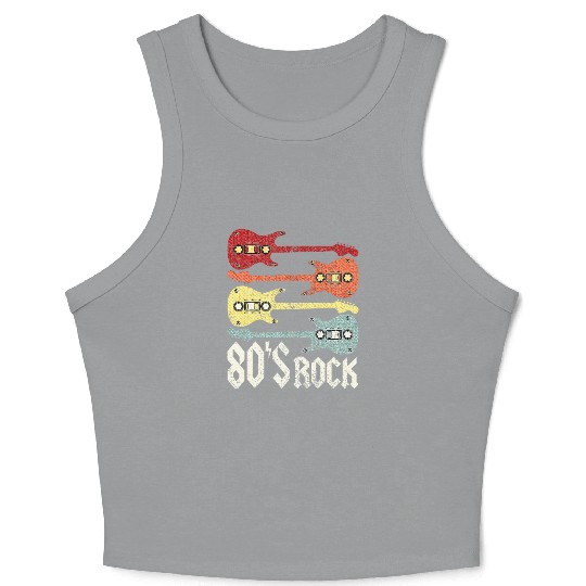 80s Rock Band Guitar Cassette Tape 1980s Crop Tank Top