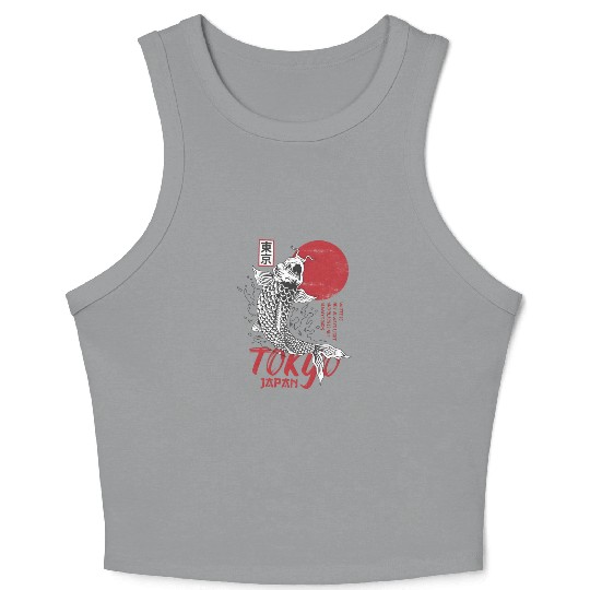 koi fish tokyo japan anime japanese Crop Tank Top