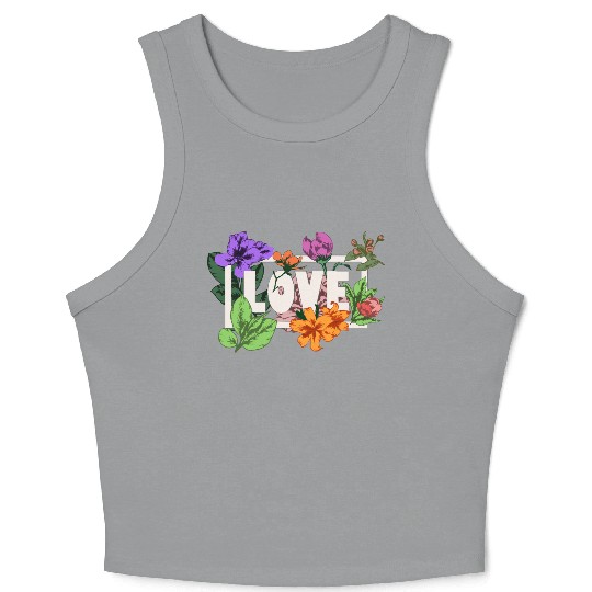 Valentines Day 14 February greeting Love flowers Crop Tank Top