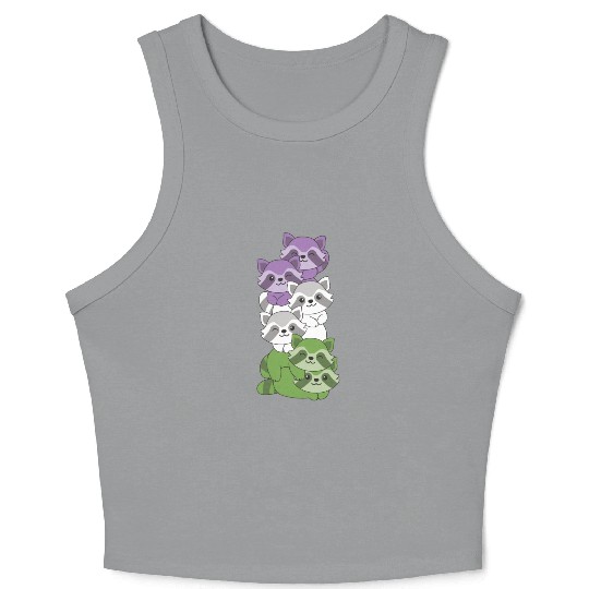 Genderqueer Flag Pride Lgbtq Cute Raccoon Crop Tank Top