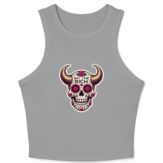 Horned Sugar Skull, eat the rich skull Crop Tank Top