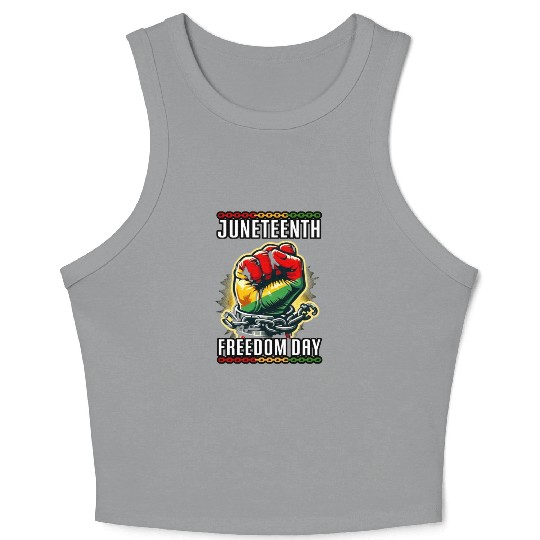 Juneteenth breaking chains, embracing freedom Crop Tank Top