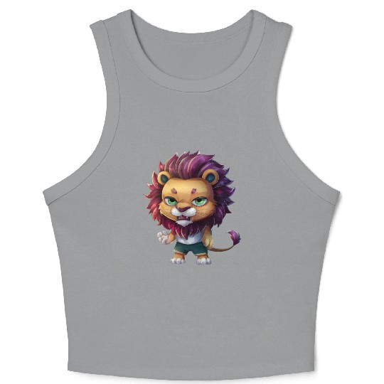 Cute And Majestic Chibi Lion Crop Tank Top