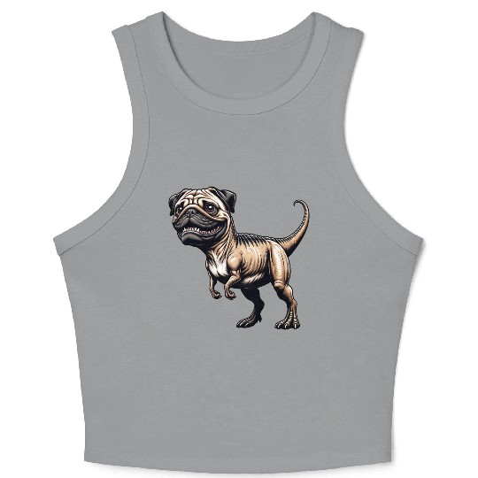 T-Rex & Pug Hybrid Cartoon Fun Crop Tank Top