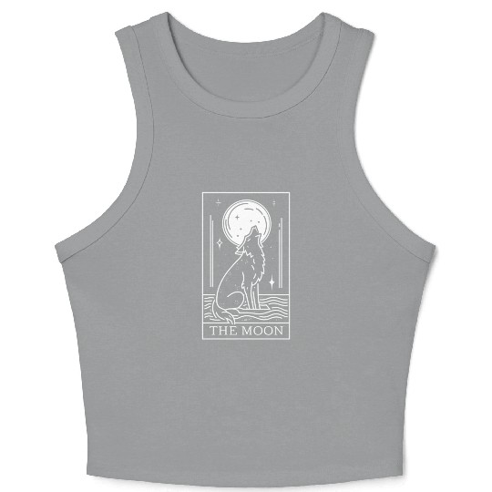 Tarot Card The Moon and Wolf Crop Tank Top