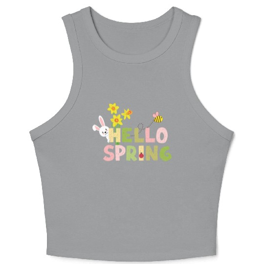 hello spring Crop Tank Top
