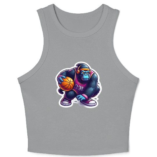 Cool Funky Gorilla Slammin' Basketball Crop Tank Top