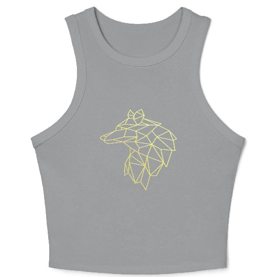 Wolf face tattoo geometric modern Colorful Crop Tank Top