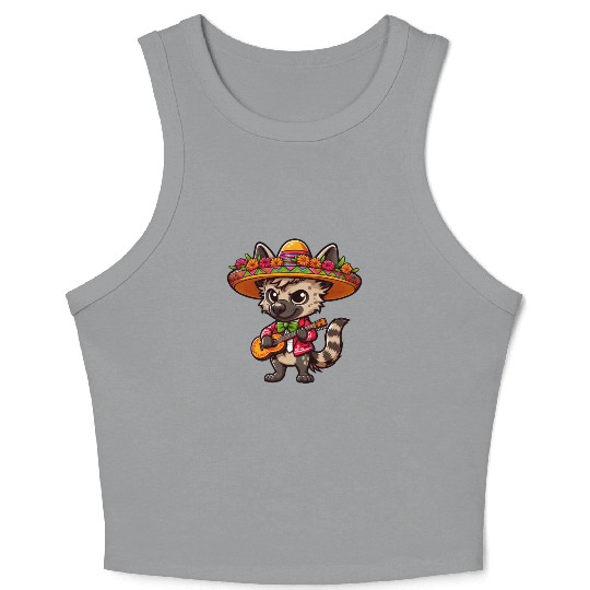 Cinco de Mayo Hyena Mariachi Guitar Crop Tank Top