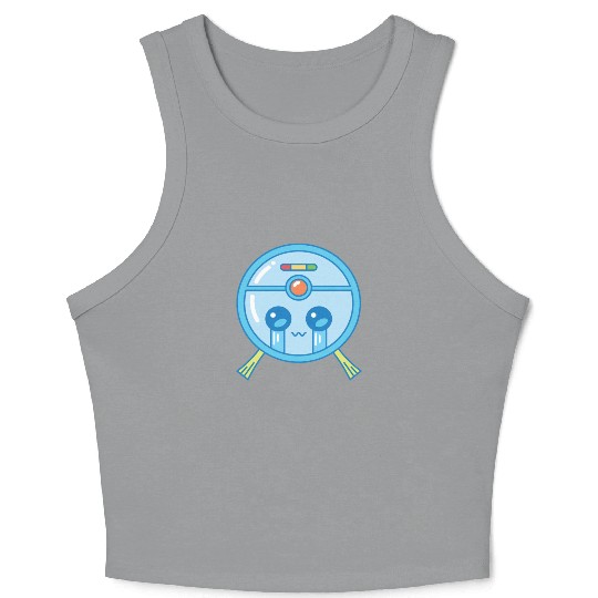 Sad Robot Vacuum Cleaner Kawaii Crop Tank Top