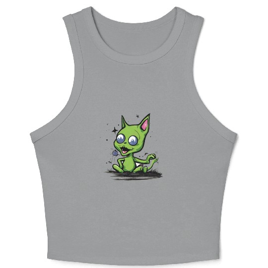 Alien Cat Crop Tank Top