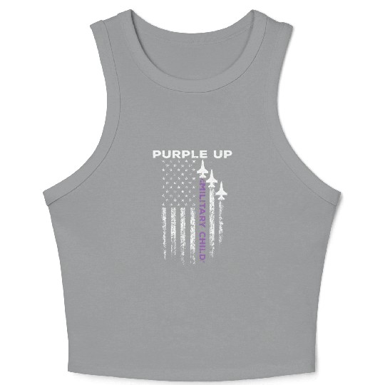 Purple Up For Military Kids Force US Flag Crop Tank Top