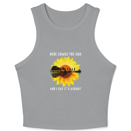 Here Comes The Sun And I Say It s Alright Guitar Crop Tank Top
