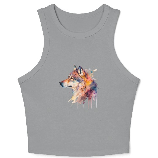 Wolf Print, Cosmic Wolves, Animal Print, Cosmos Crop Tank Top