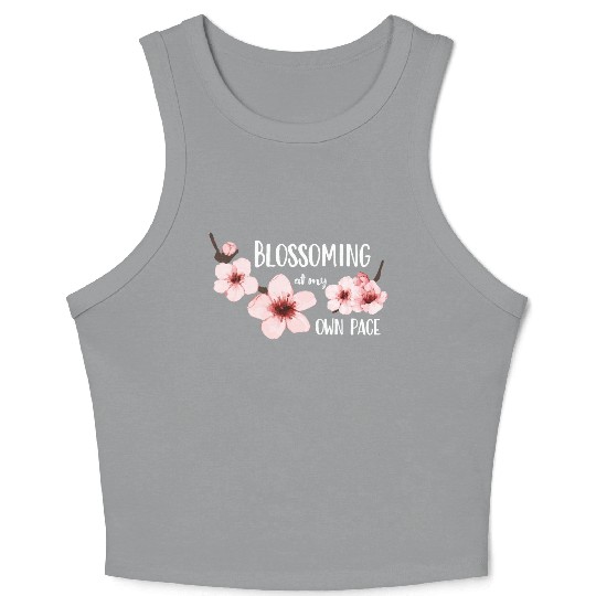 Spring floral Crop Tank Top Elegant Cherry Blossom Design