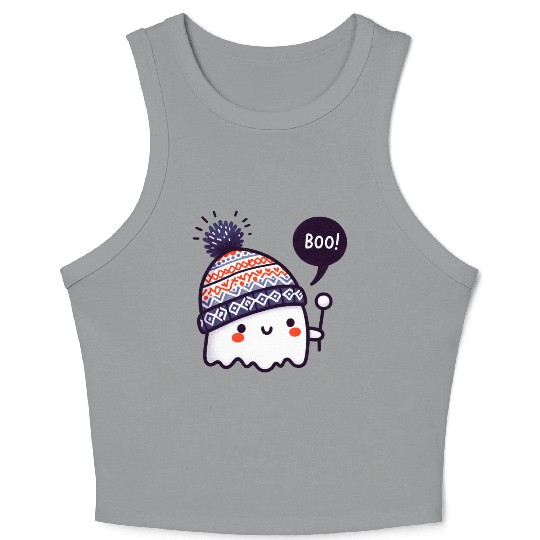 Ghostly Surprise with Knitted Hat Crop Tank Top
