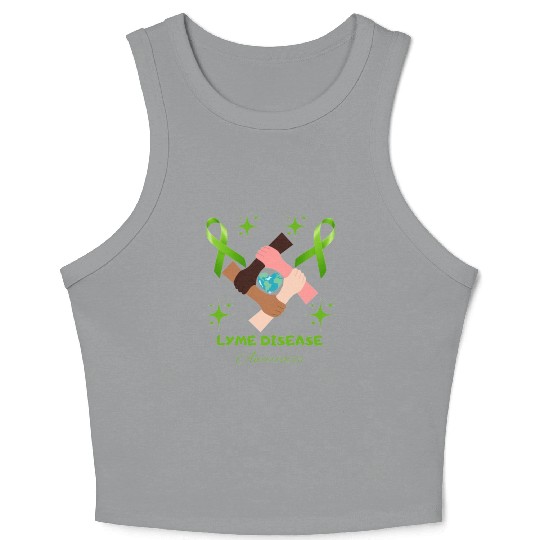 Lime Green Ribbon Lyme Disease Awareness Crop Tank Top