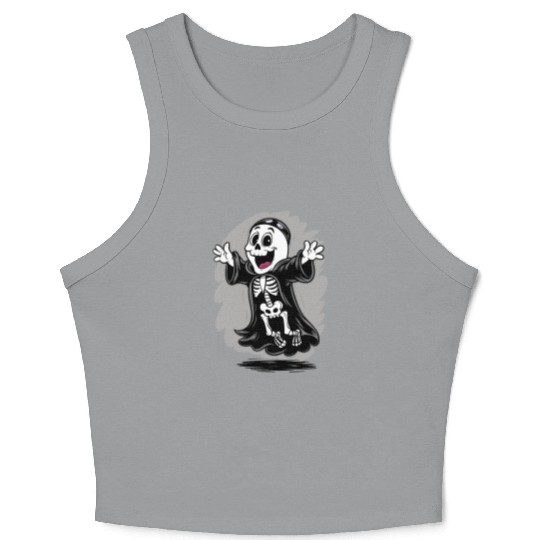 Ghost Dressed as a Skeleton For Halloween Crop Tank Top