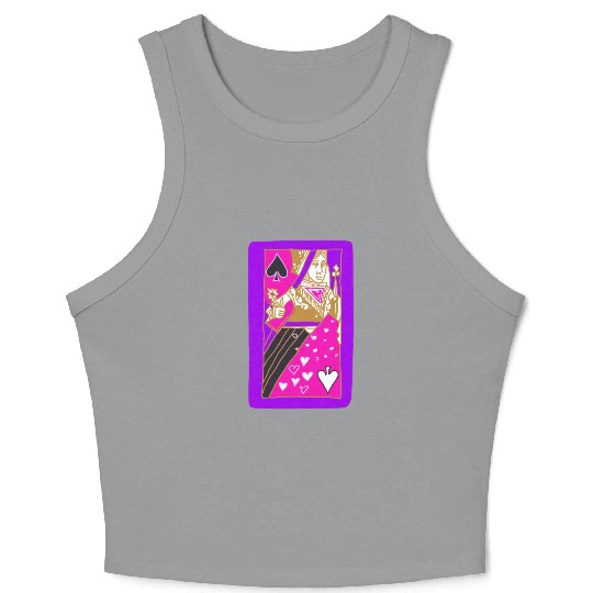 Purple Queen Of Spades Playing Card Crop Tank Top